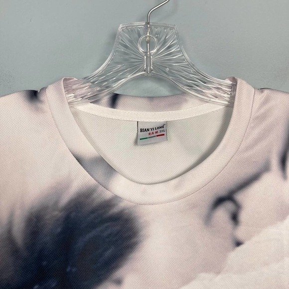 𝅺bian Yi Long Snow Cat All Over Print Crew Neck Tee Shirt Size 3XL Runs Small - Picture 7 of 11